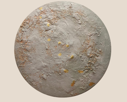 LUNA 05, 2021. Tecnica mista, gesso di alabastro su telaio in medium density, 100 cm.